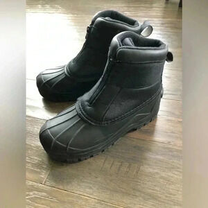 Khombu Adam Snow Boots, all weather, Lined, Zip Front, Black - Unisex Youth - 4